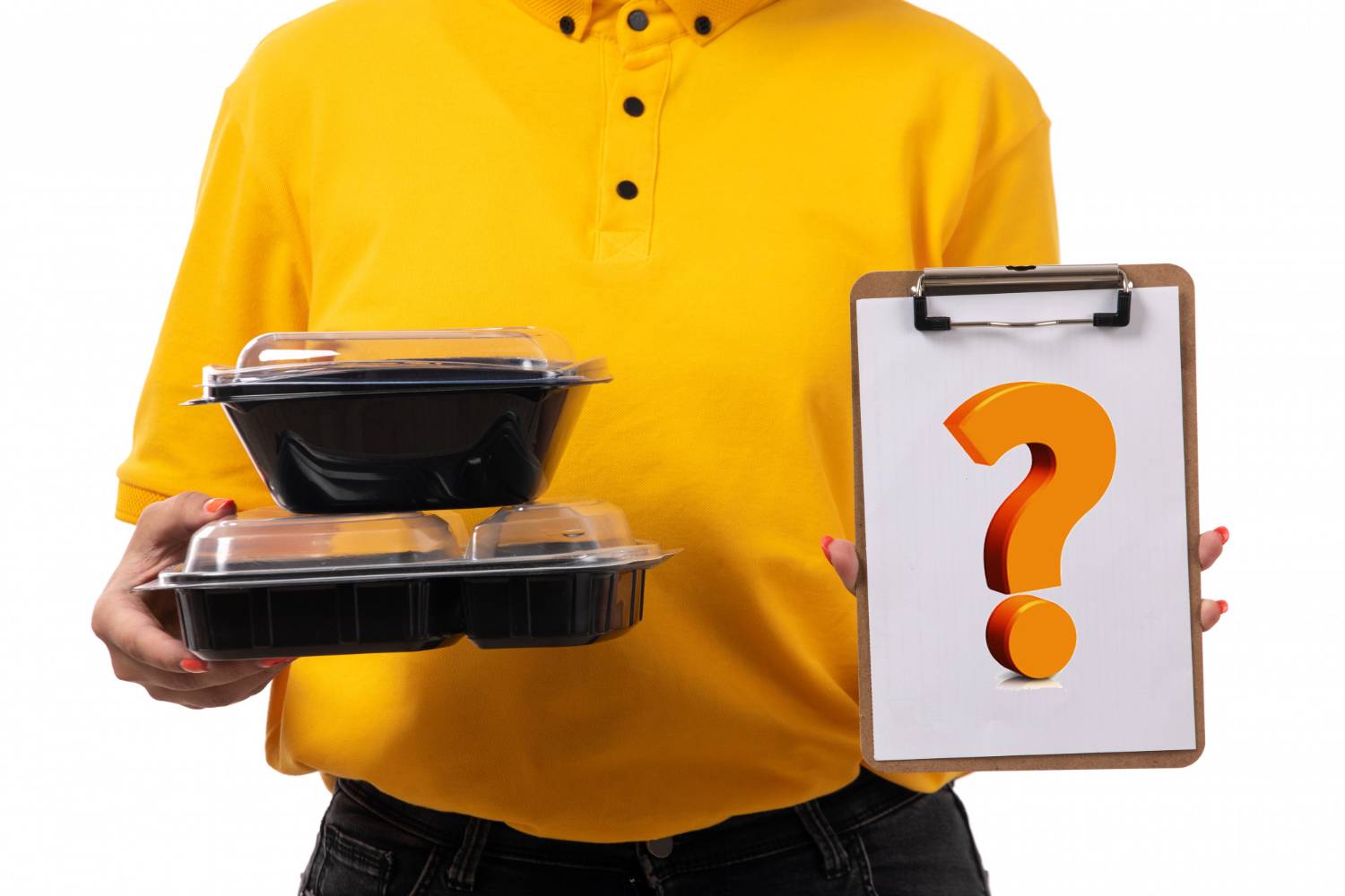 A person holding tiffin in one hand and paper in another hand, representing what is a tiffin service