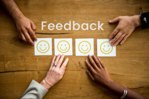 Picture showing customers providing feedback
