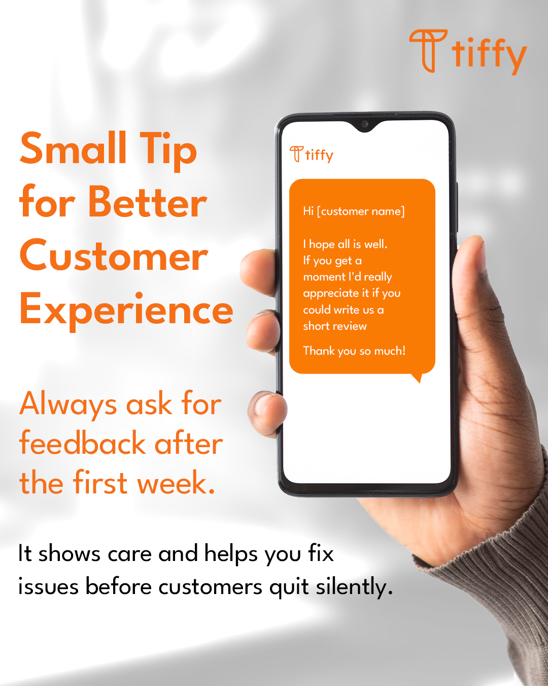 At Tiffy, with text suggesting tiffin businesses ask for customer feedback after the first week to improve customer experience and reduce silent cancellations.